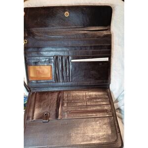Leather Portfolio Organizer - Brown - Unbranded